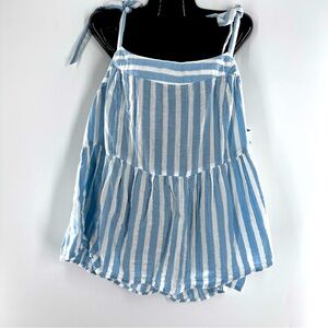 Old Navy  Babydoll Crop Top Blue White Lined Gauze Like; 100% Cotton. Size L.